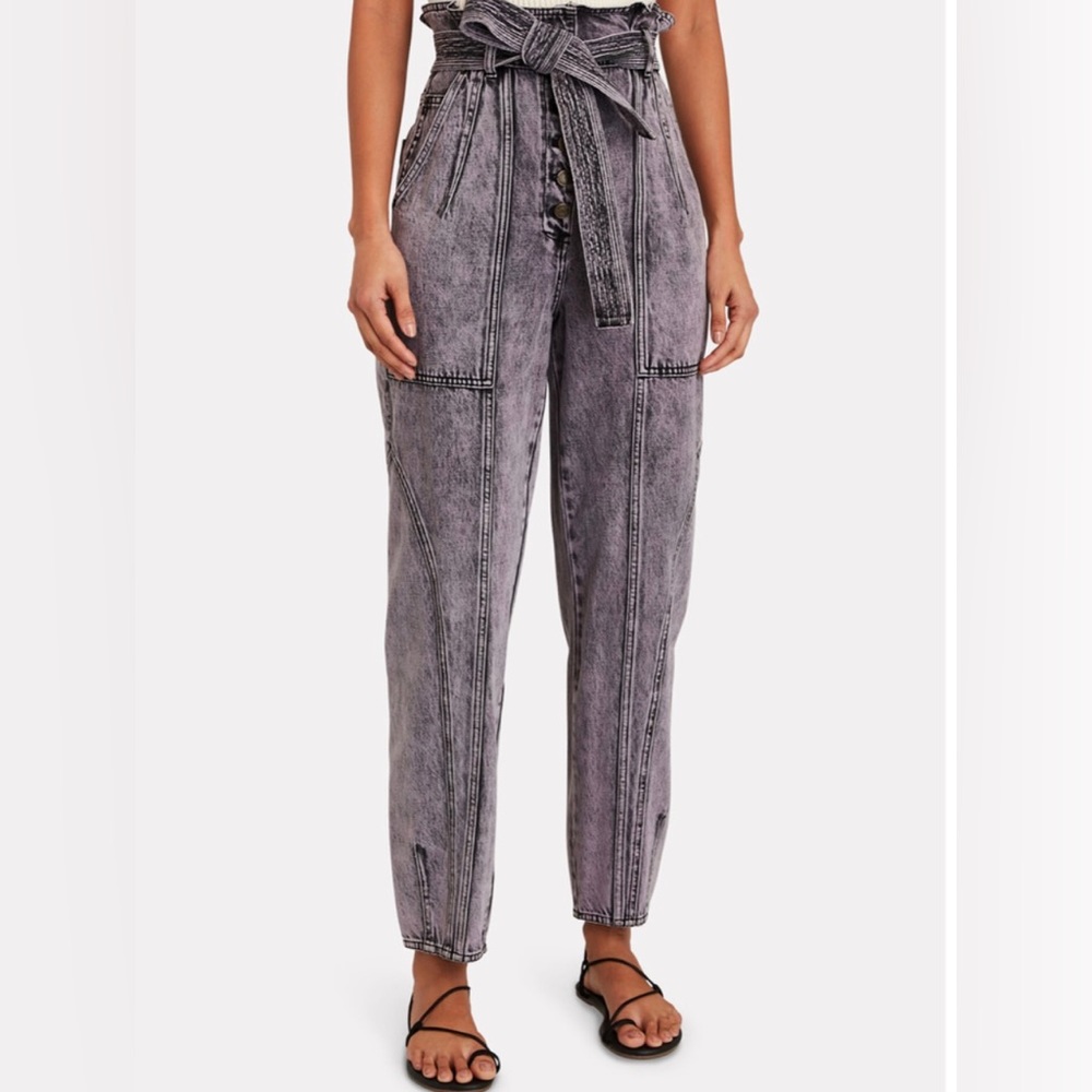 Ulla Johnson Brier Tie-Waist Acid Wash Jeans Lilac